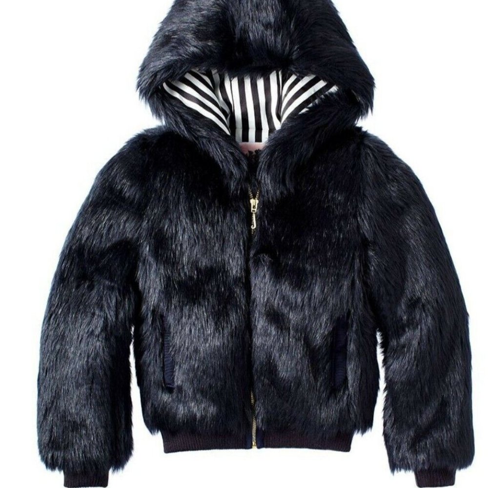Juicy Couture Kids Regal Black Fur Bomber Jacket Toddler Size 2/3